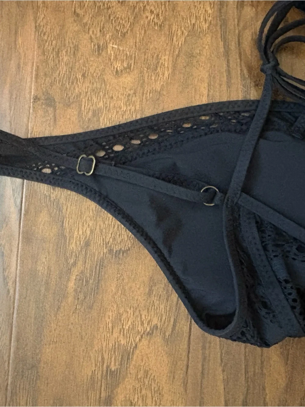BECCA Black Color Play Plunge Crochet One-Piece Swimsuit - Picture 5 of 8